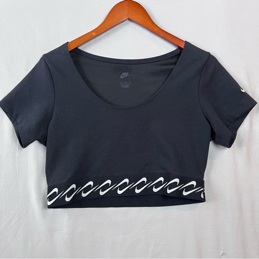 Nike Black Crop Top with White Accents